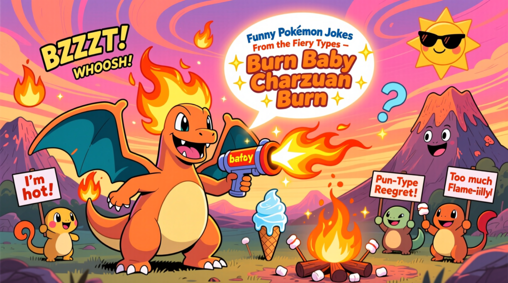 Funny pokemon jokes from the fiery types – burn baby Charizard burn